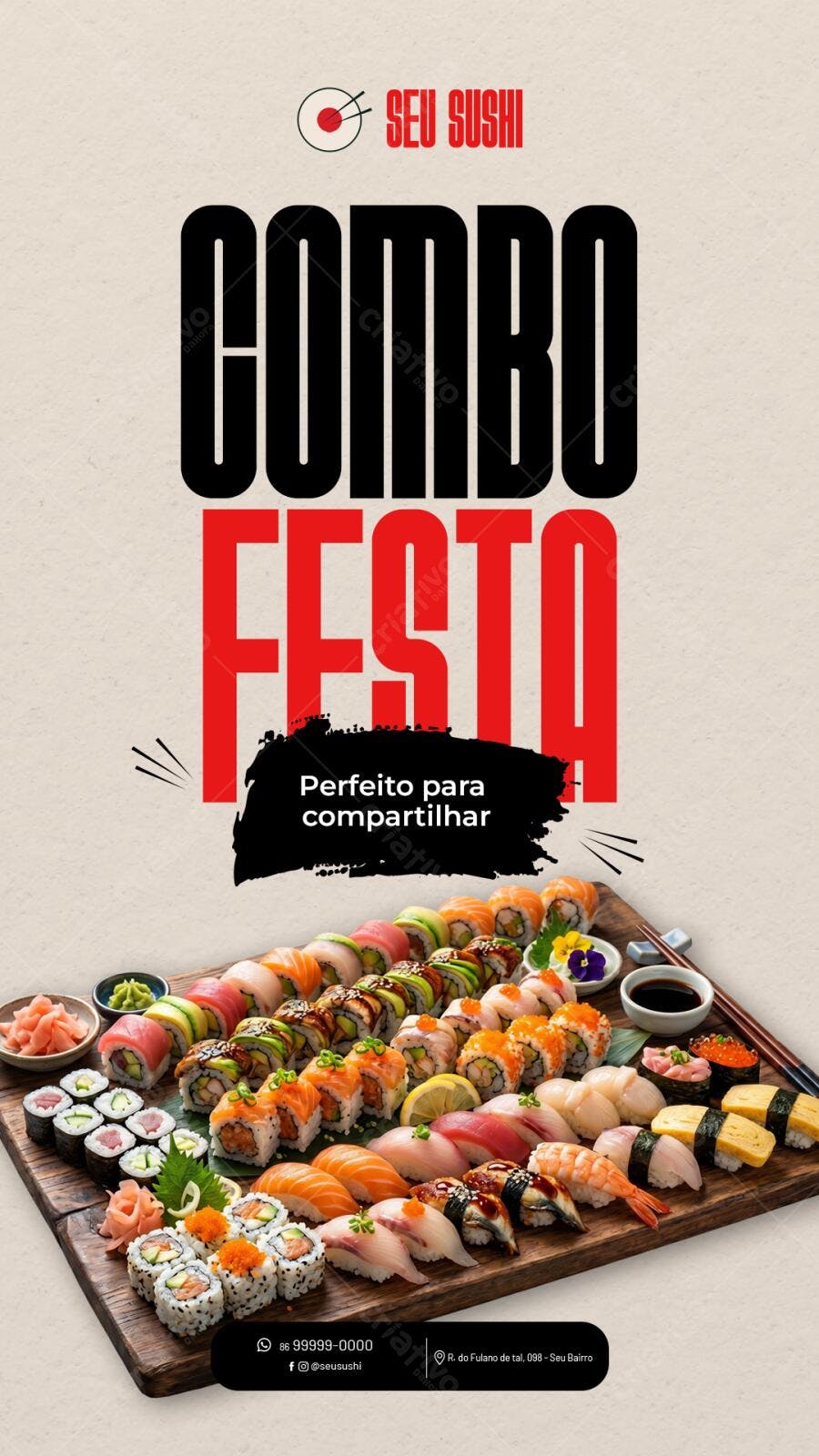 Story Instagram Sushi Combo Festa PSD Editável