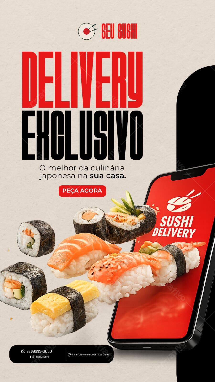 Story Instagram Sushi Delivery Exclusivo PSD Editável