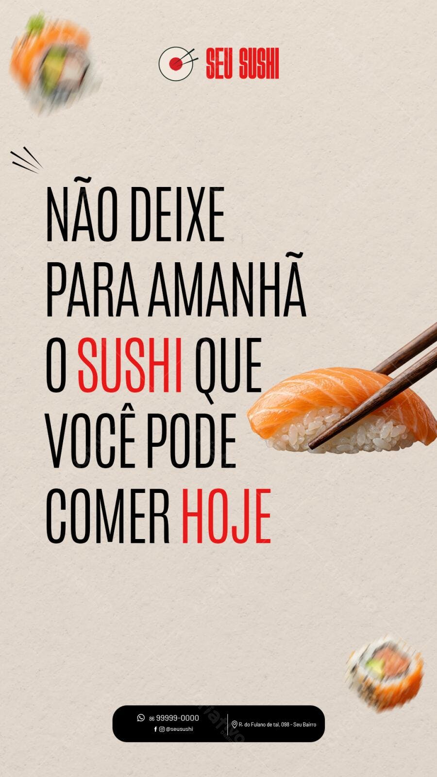 Story Instagram Sushi Restaurante Japonês PSD Editável
