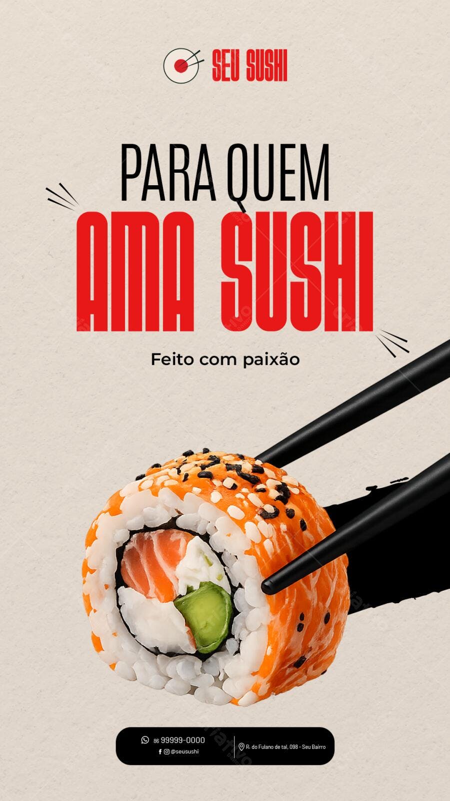 Story Instagram Sushi Restaurante Japonês PSD Editável