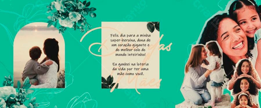 Banner Dia das Mães Família Verde Água PSD Editável
