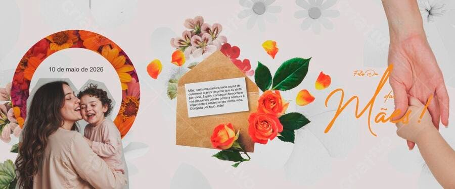 Capa Facebook Dia das Mães Maio Floricultura PSD Editável
