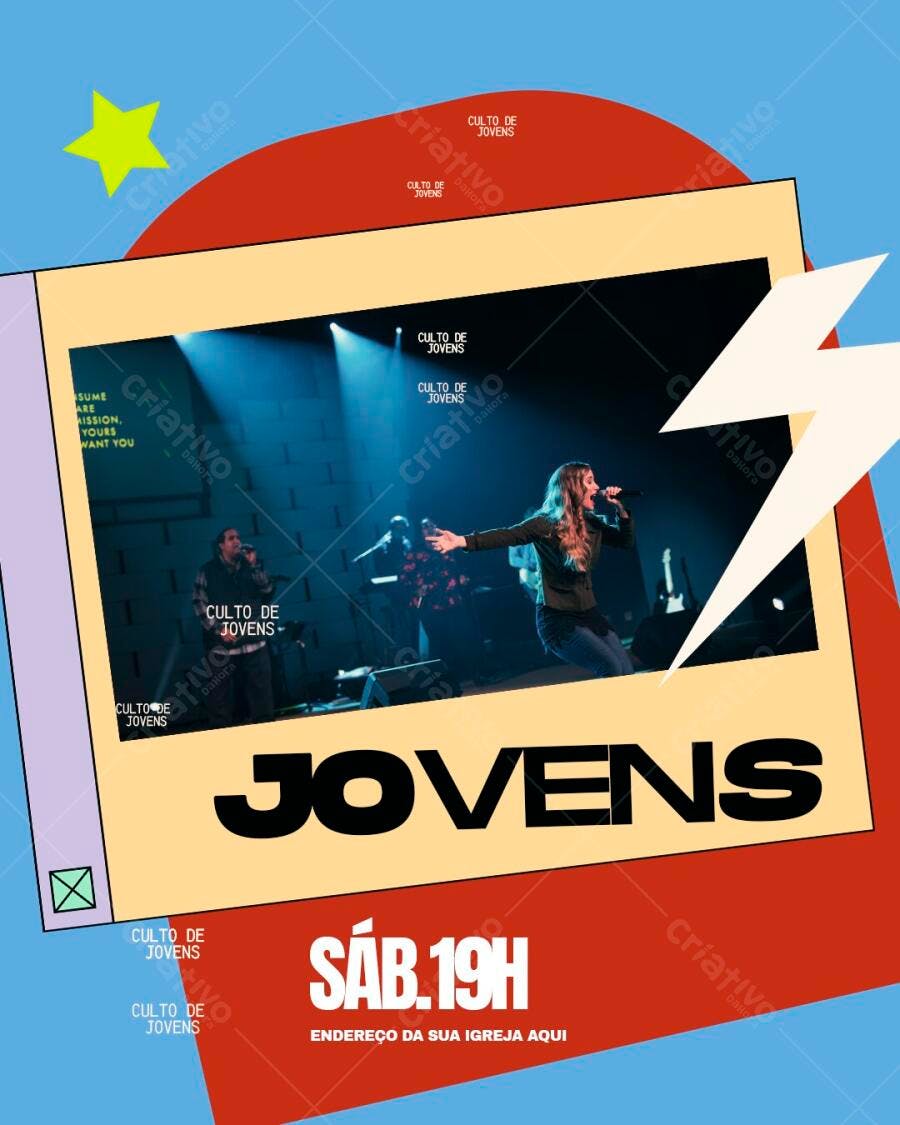 Flyer Culto de Jovens Igreja Cristã PSD Editável