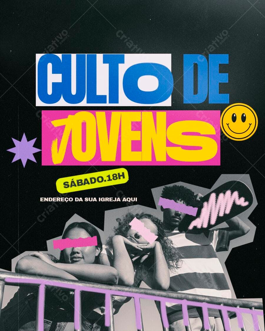 Flyer Culto de Jovens Igreja Cristã PSD Editável