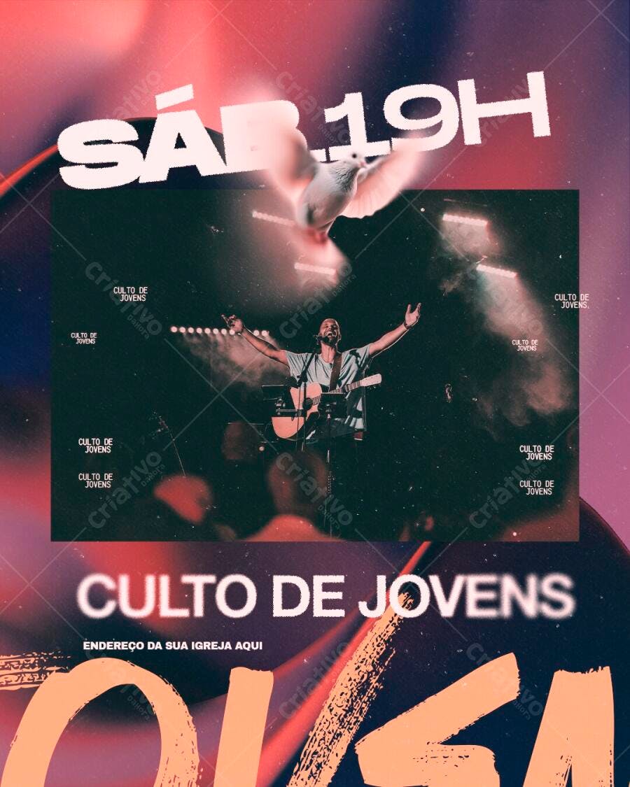 Flyer Culto de Jovens Igreja Cristã PSD Editável