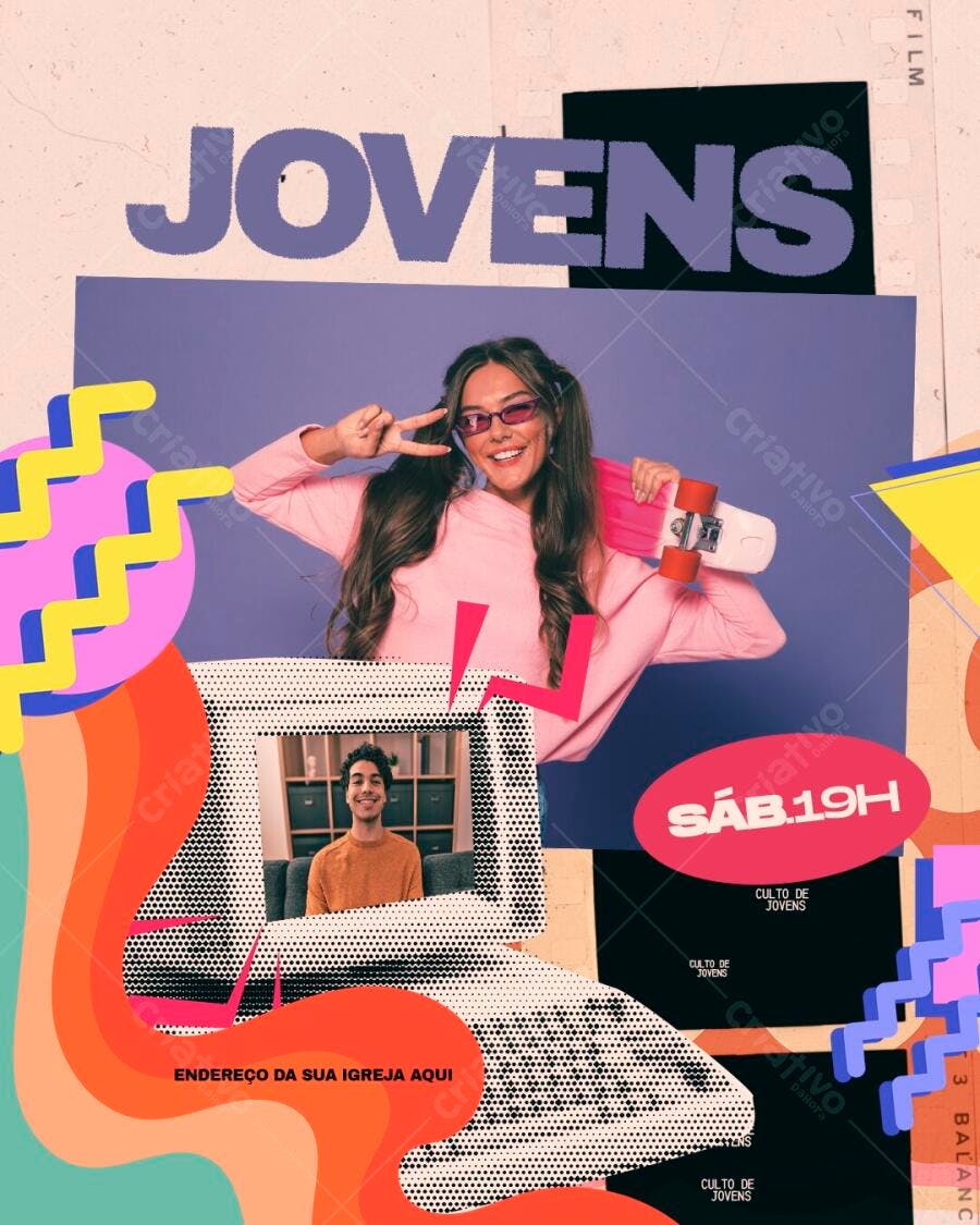 Flyer Culto de Jovens Igreja Cristã PSD Editável
