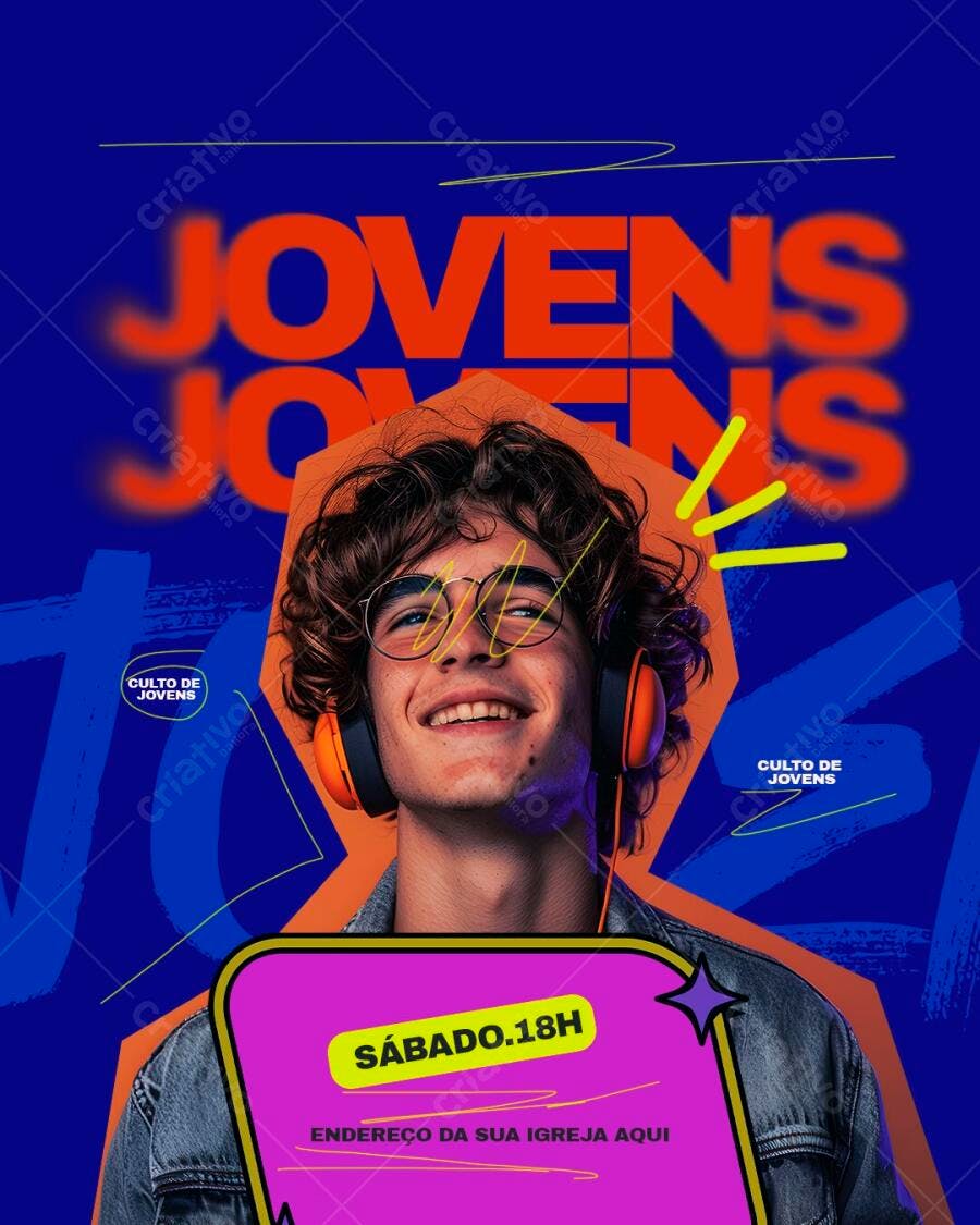 Flyer Culto de Jovens Igreja Cristã PSD Editável