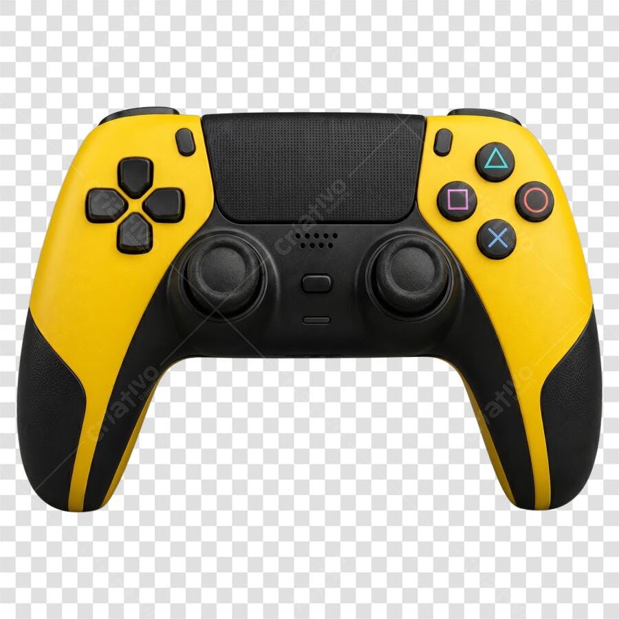 Foto Recortada Controle de Videogame Amarelo PNG Fundo Transparente