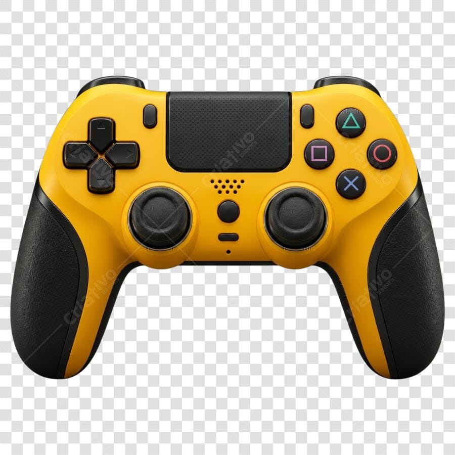 Foto Recortada Controle de Videogame Amarelo PNG Fundo Transparente