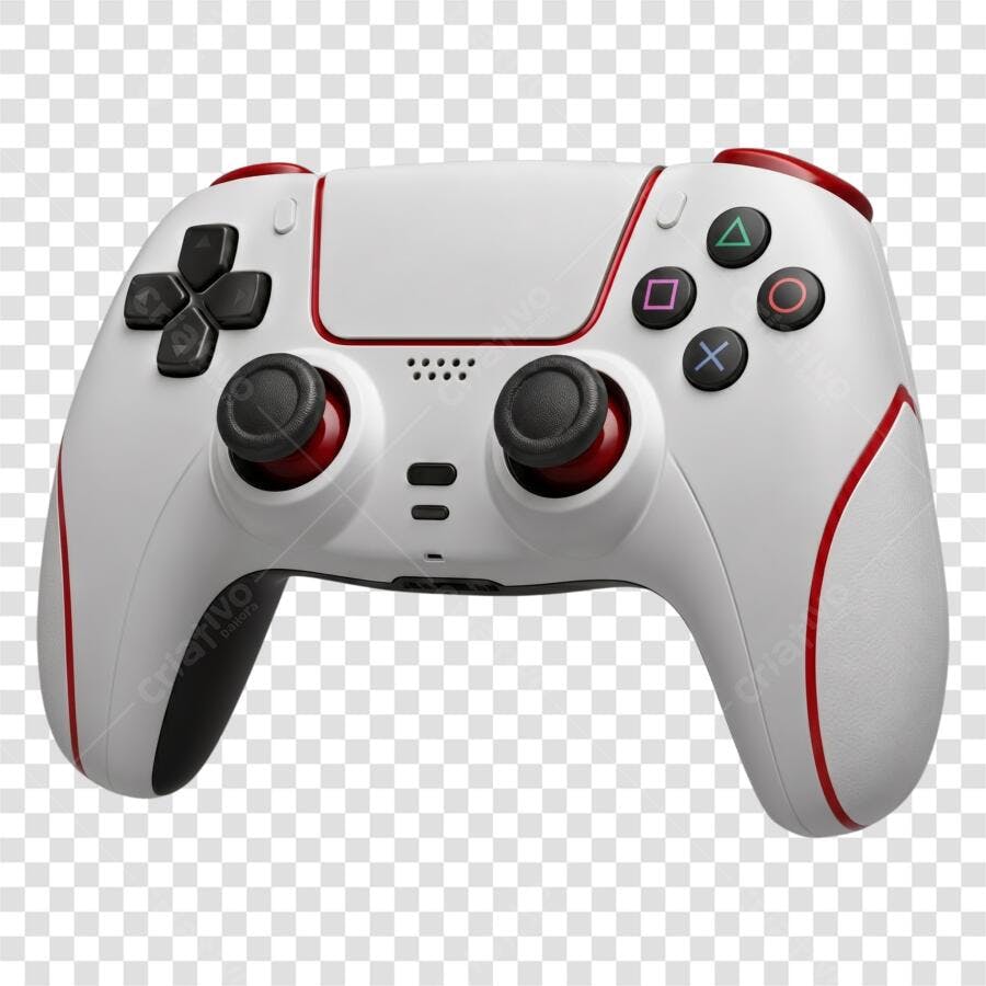 Foto Recortada Controle de Videogame Branco Vermelho PNG Fundo Transparente