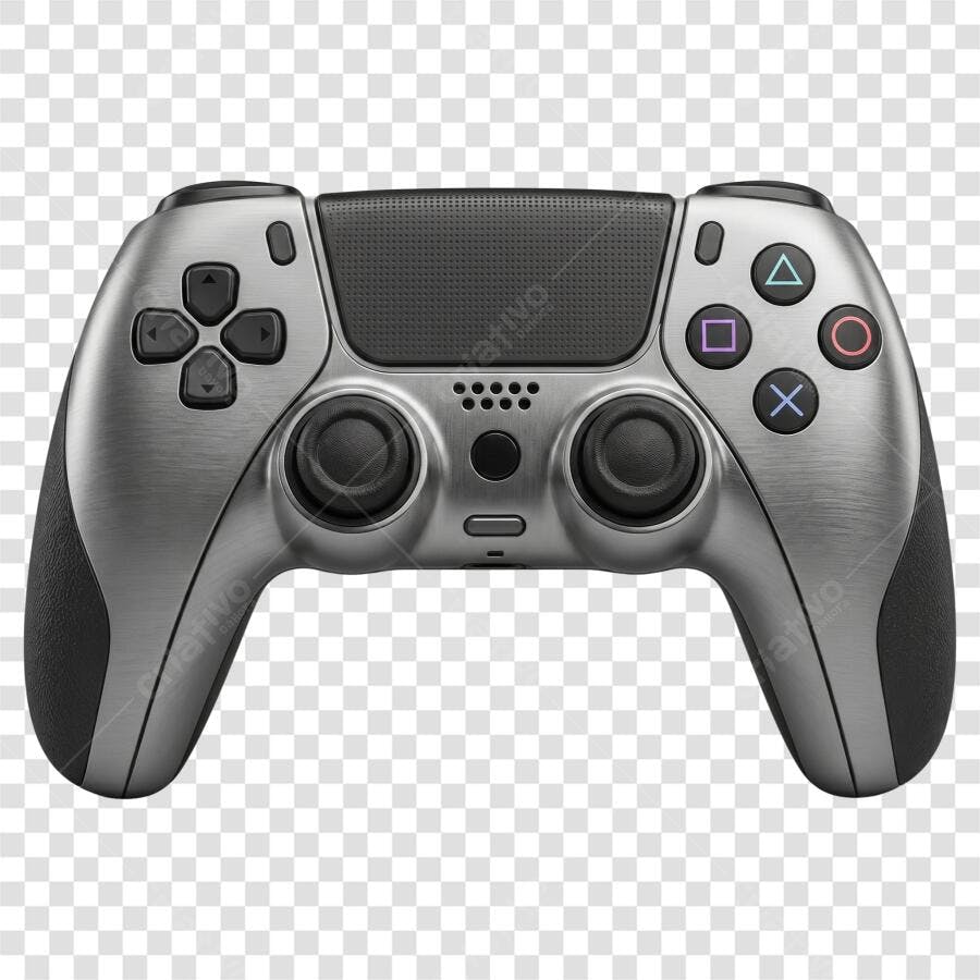 Foto Recortada Controle de Videogame Cinza PNG Fundo Transparente