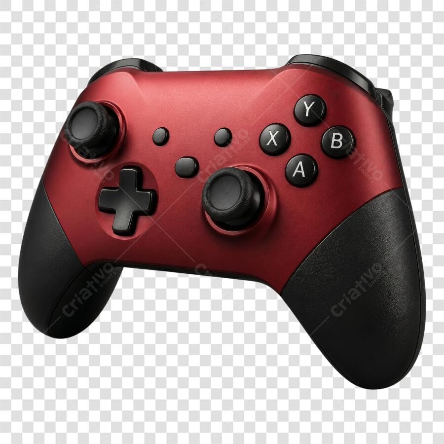Foto Recortada Controle Game Vermelho Preto PNG Fundo Transparente