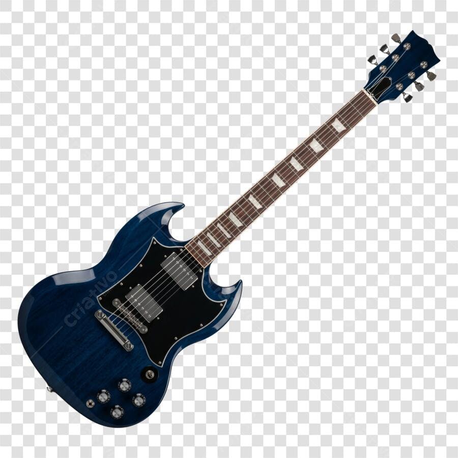 Foto Recortada Guitarra Elétrica Azul Instrumento Musical PNG Fundo Transparente