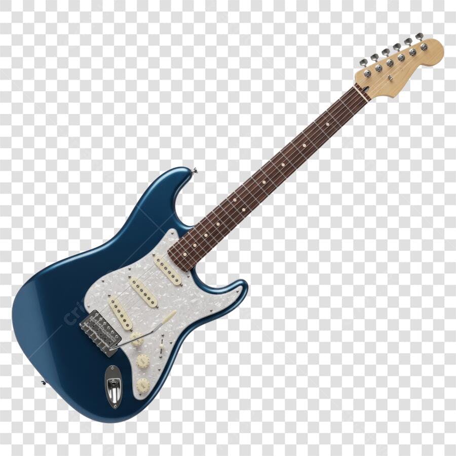 Foto Recortada Guitarra Elétrica Azul Instrumento Musical PNG Fundo Transparente