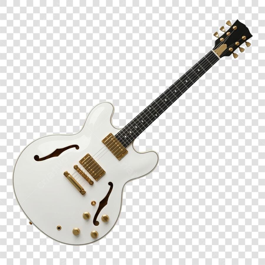 Foto Recortada Guitarra Elétrica Branca PNG Fundo Transparente