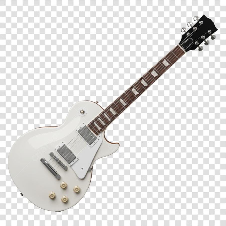 Foto Recortada Guitarra Elétrica Branca PNG Fundo Transparente