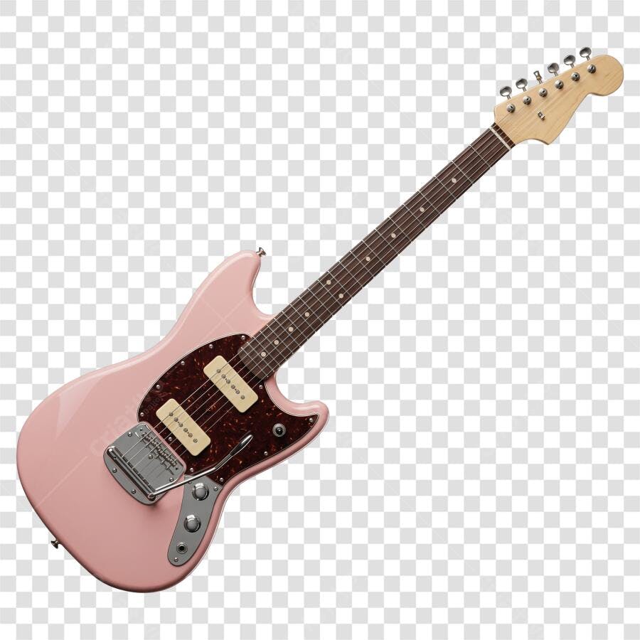 Foto Recortada Guitarra Elétrica Rosa Instrumento Musical PNG Fundo Transparente