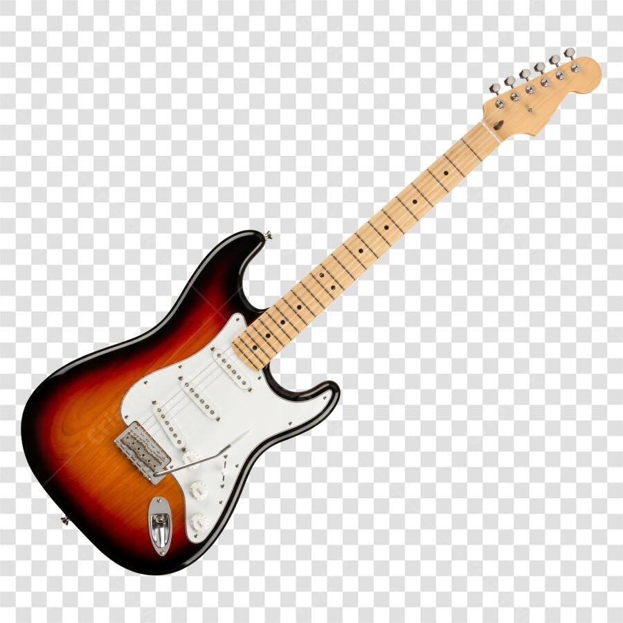 Foto Recortada Guitarra Elétrica Sunburst PNG Fundo Transparente
