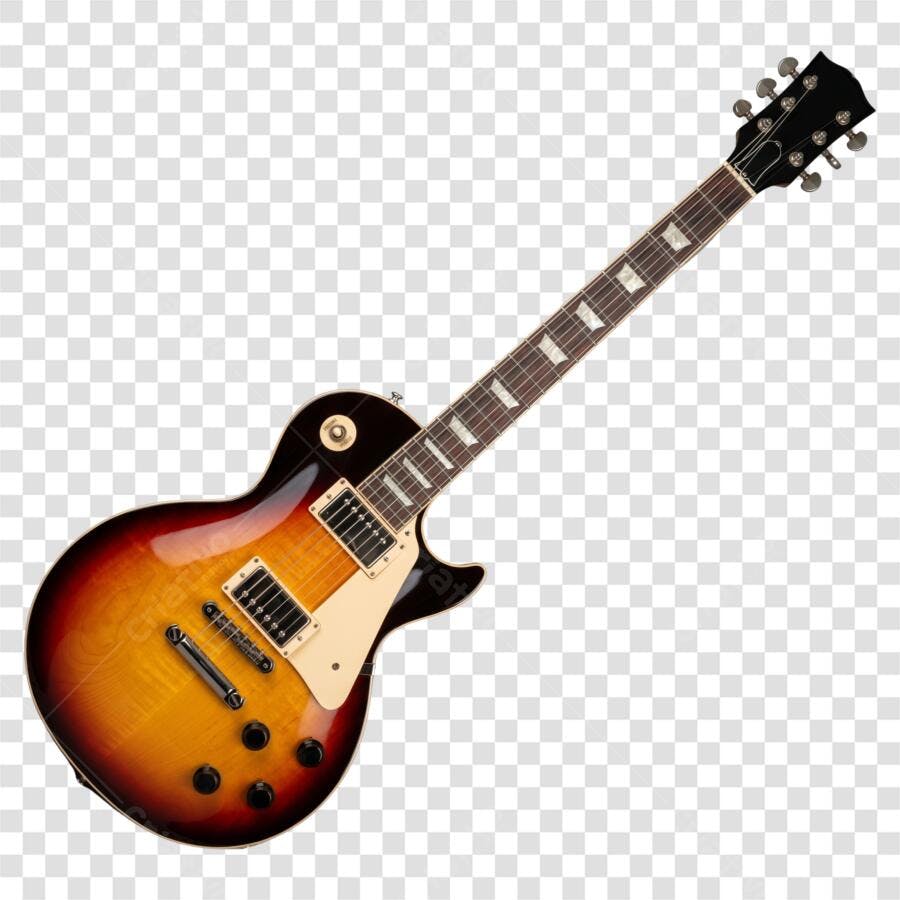 Foto Recortada Guitarra Elétrica Sunburst PNG Fundo Transparente