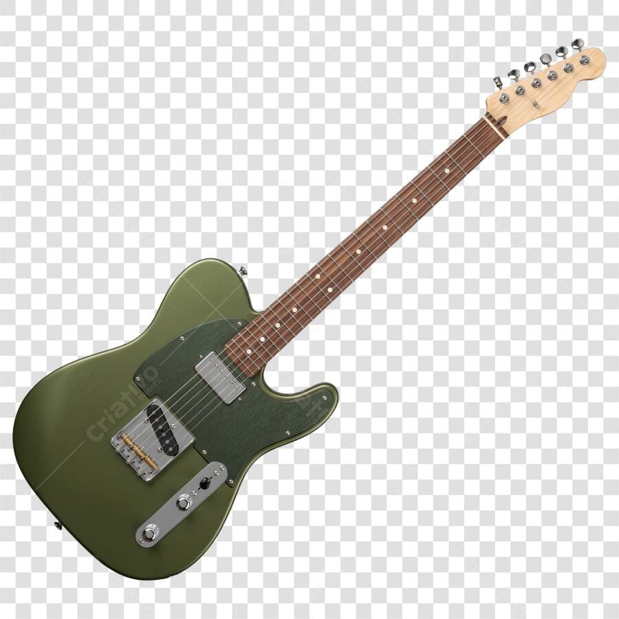 Foto Recortada Guitarra Elétrica Verde Instrumento Musical PNG Fundo Transparente