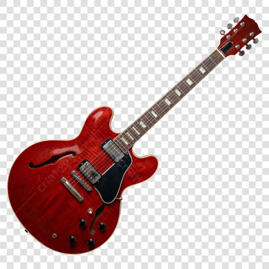 Foto Recortada Guitarra Elétrica Vermelha PNG Fundo Transparente