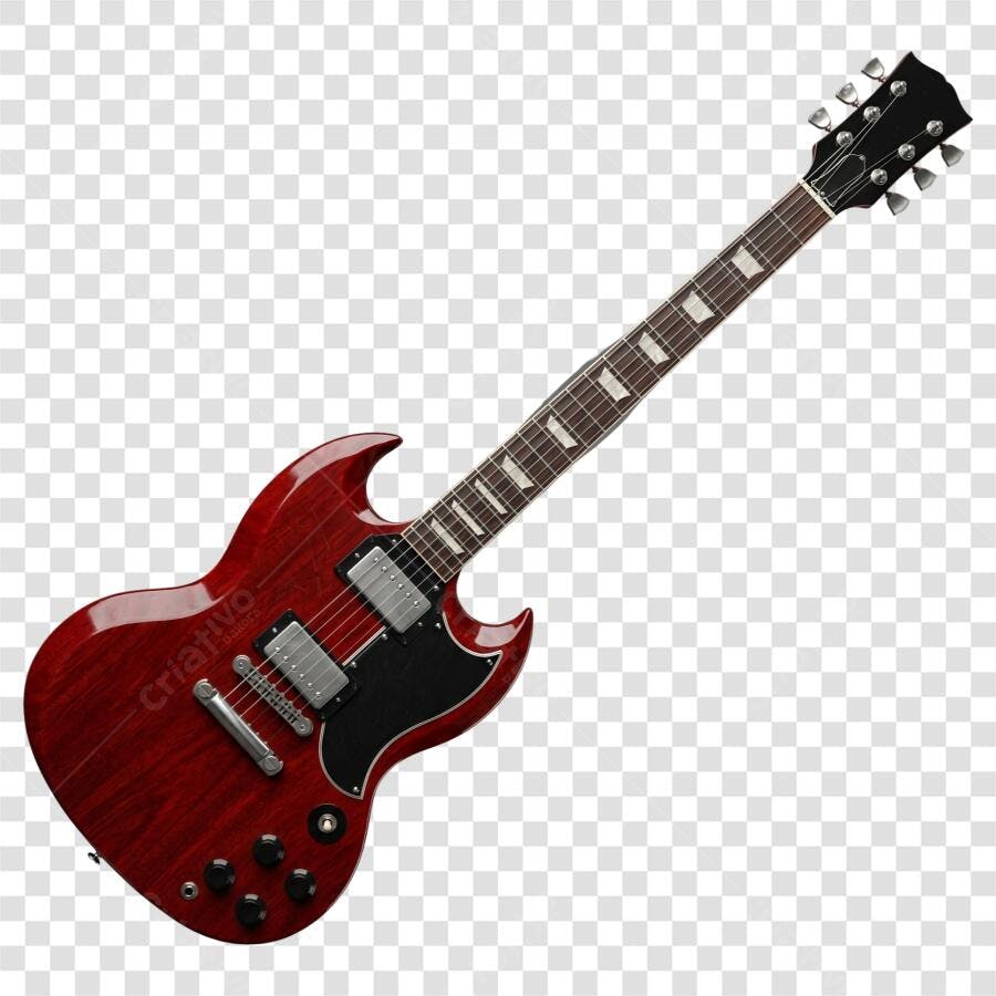 Foto Recortada Guitarra Elétrica Vermelha PNG Fundo Transparente