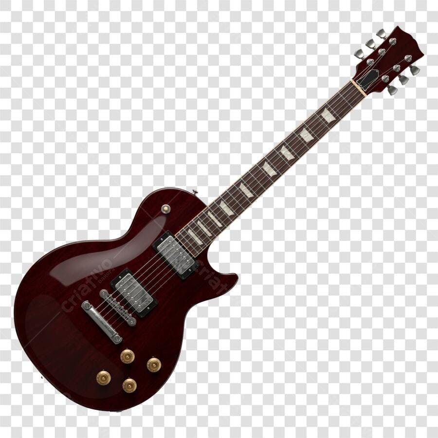 Foto Recortada Guitarra Elétrica Vermelha PNG Fundo Transparente