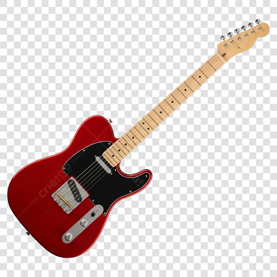 Foto Recortada Guitarra Elétrica Vermelha PNG Fundo Transparente