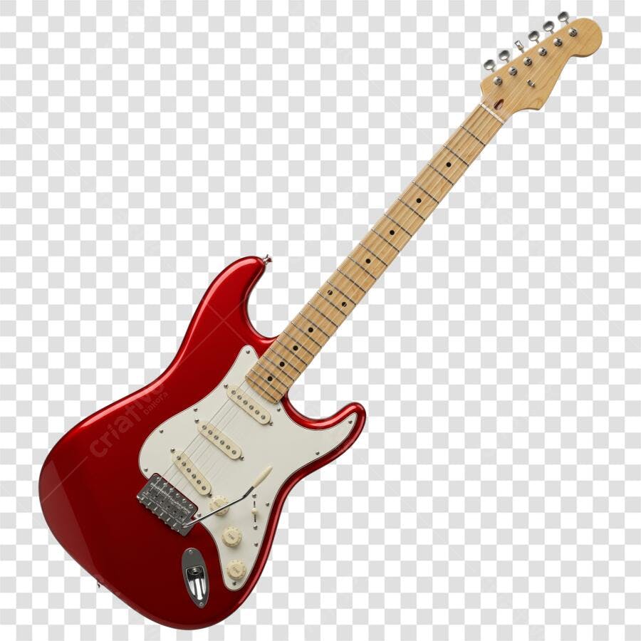 Foto Recortada Guitarra Elétrica Vermelha PNG Fundo Transparente