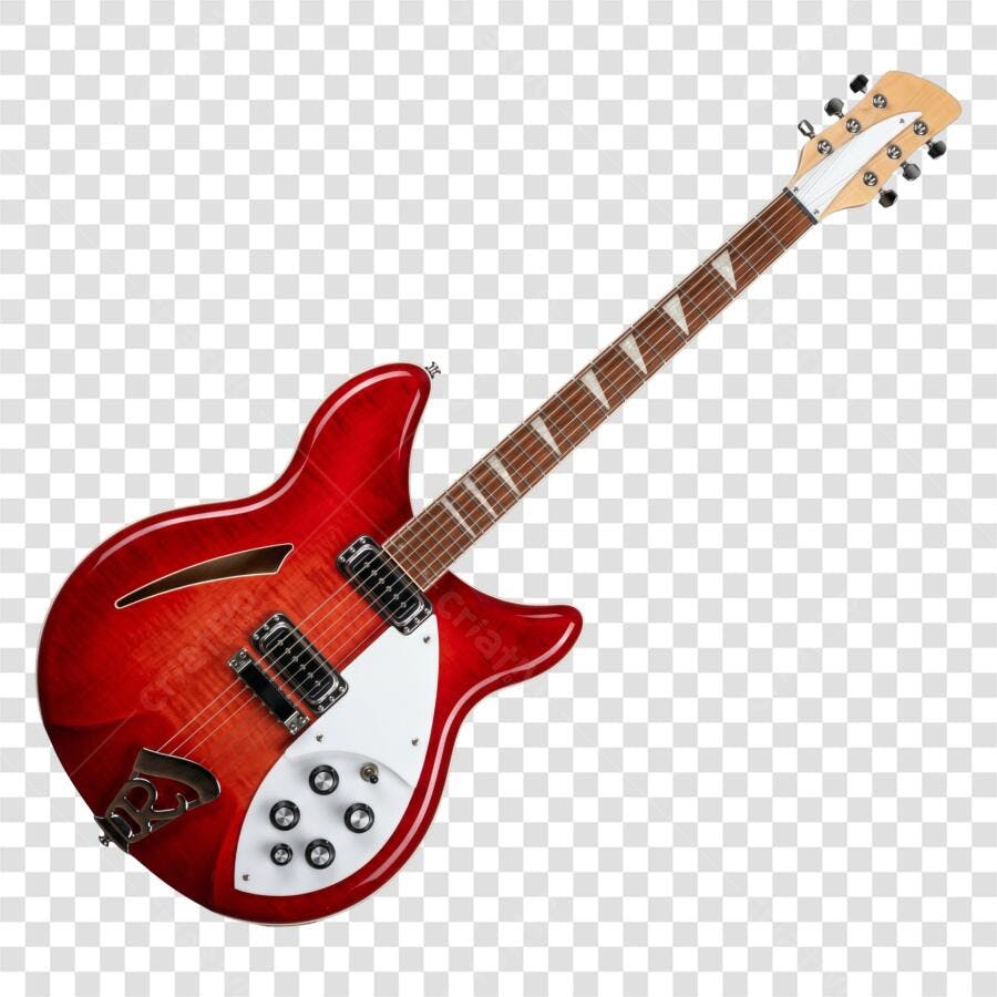 Foto Recortada Guitarra Elétrica Vermelha PNG Fundo Transparente