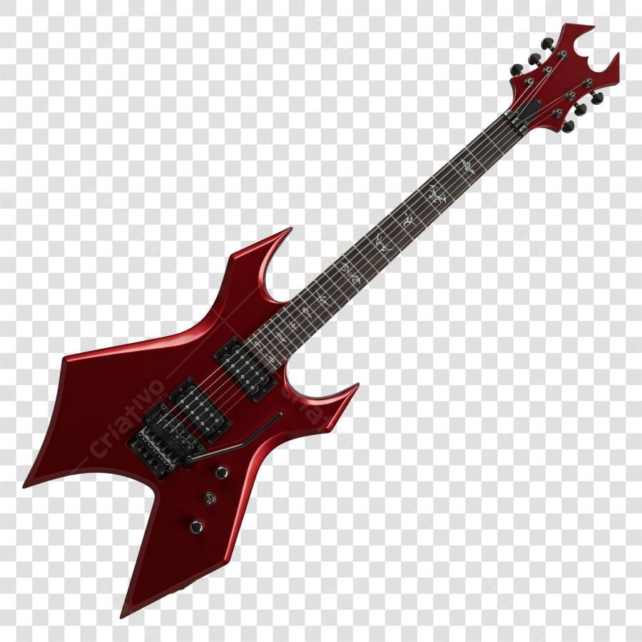 Foto Recortada Guitarra Elétrica Vermelha Rock PNG Fundo Transparente