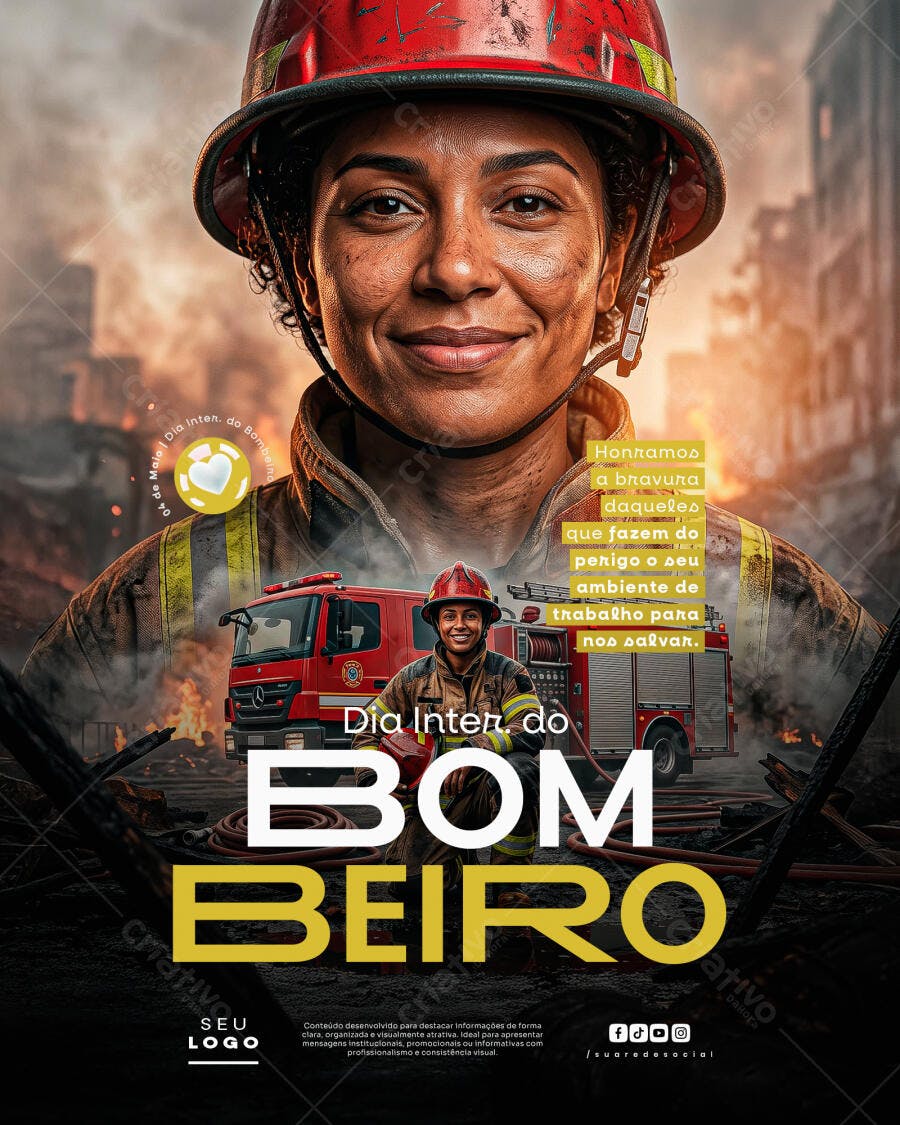 Post Dia do Bombeiro 2 de Julho PSD Editável