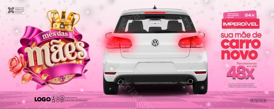Banner Dia das Mães Carro Novo Concessionária PSD Editável