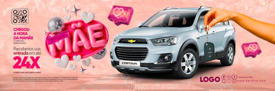 Banner Dia das Mães Concessionária Carro PSD Editável