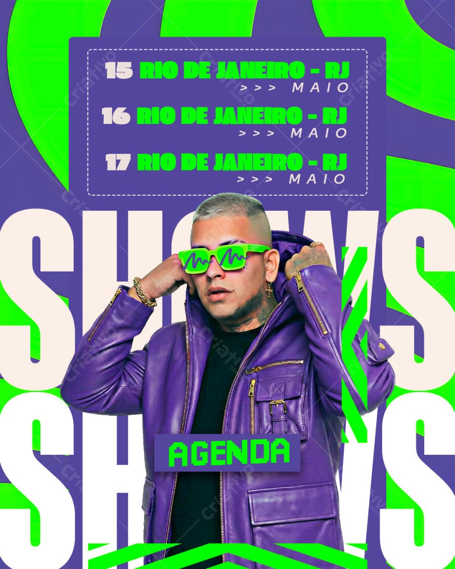 Flyer Agenda Shows Evento Musical Maio PSD Editável