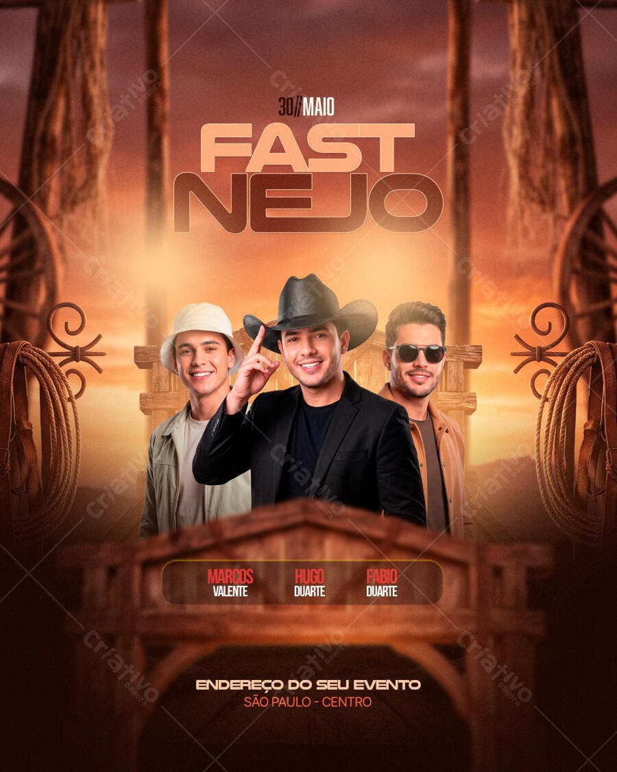 Flyer Fast Nejo Sertanejo Show 30 Maio PSD Editável