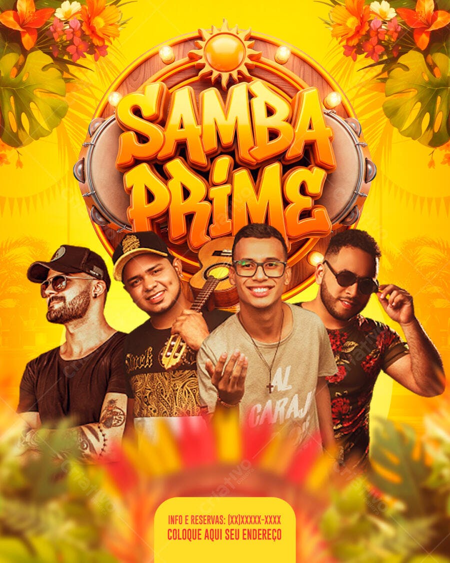 Flyer Samba Prime Evento Musical PSD Editável