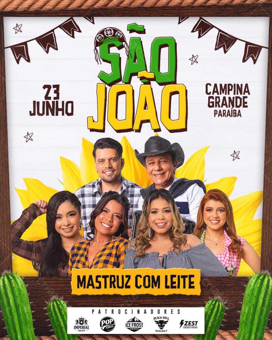 Flyer São João Festa Junina Campina Grande PSD Editável