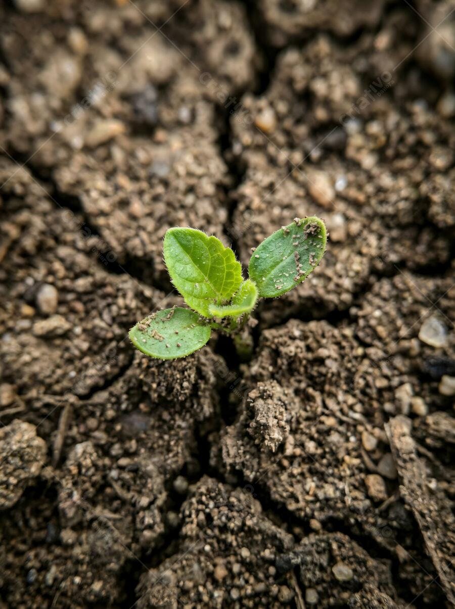 Foto Broto Verde Crescendo Terra Rachada Seca