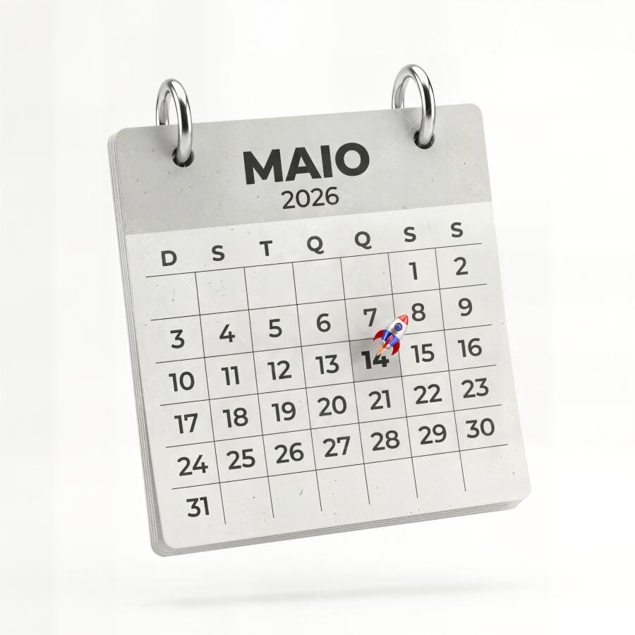 Foto Calendário Maio 2026 Foguete Lançamento Evento
