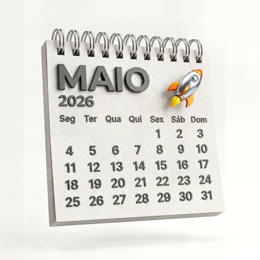 Foto Calendário Maio 2026 Foguete Lançamento Evento