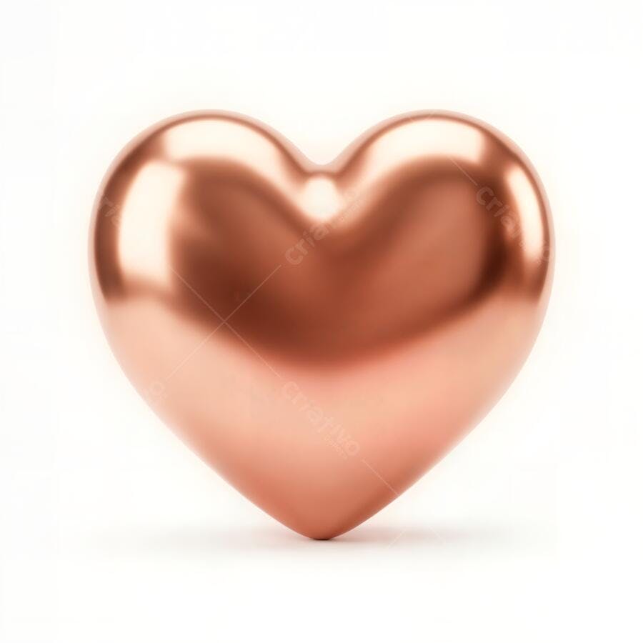 Foto Coração Rose Gold Brilhante Fundo Branco Isolado