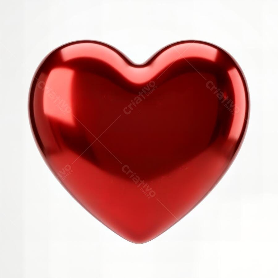 Foto Coração Vermelho Brilhante Fundo Branco Isolado