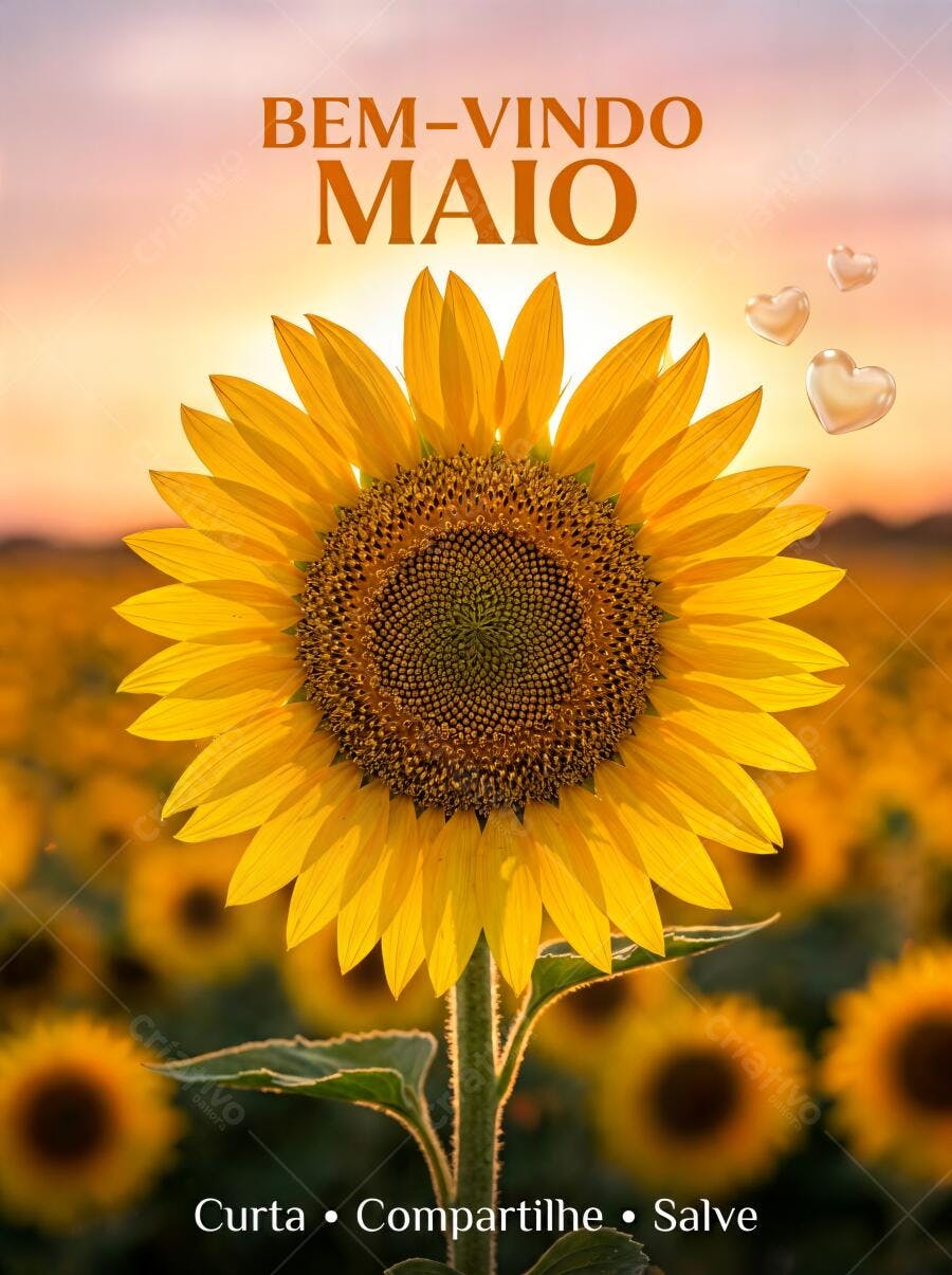 Foto Girassol Campo Dourado Céu Entardecer Bem-Vindo Maio