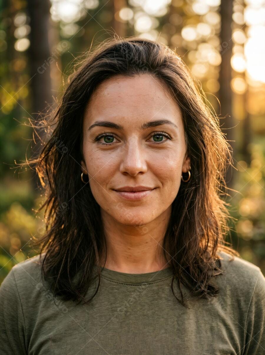 Foto Retrato Mulher Jovem Sorrindo ao Ar Livre Natureza