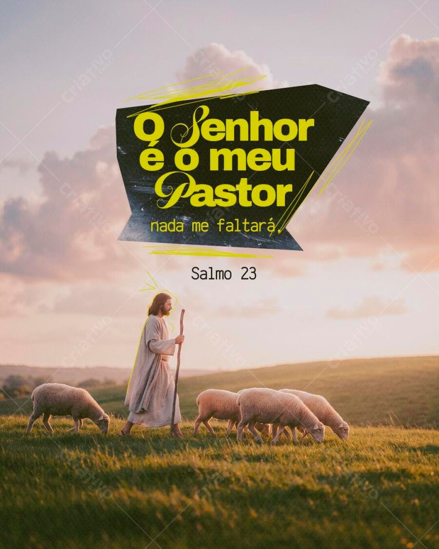 Post Instagram Igreja Salmo 23 Ovelhas PSD Editável