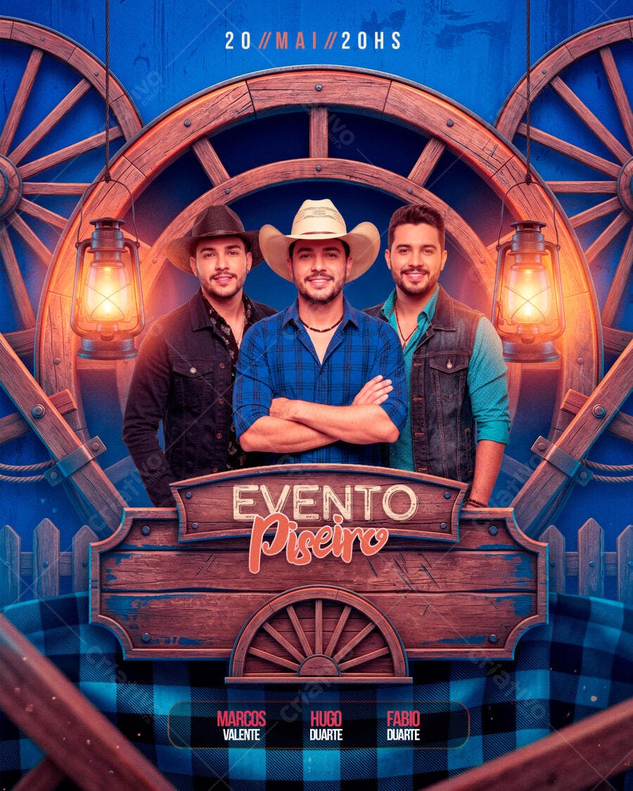 Flyer Evento Piseiro Sertanejo PSD Editável