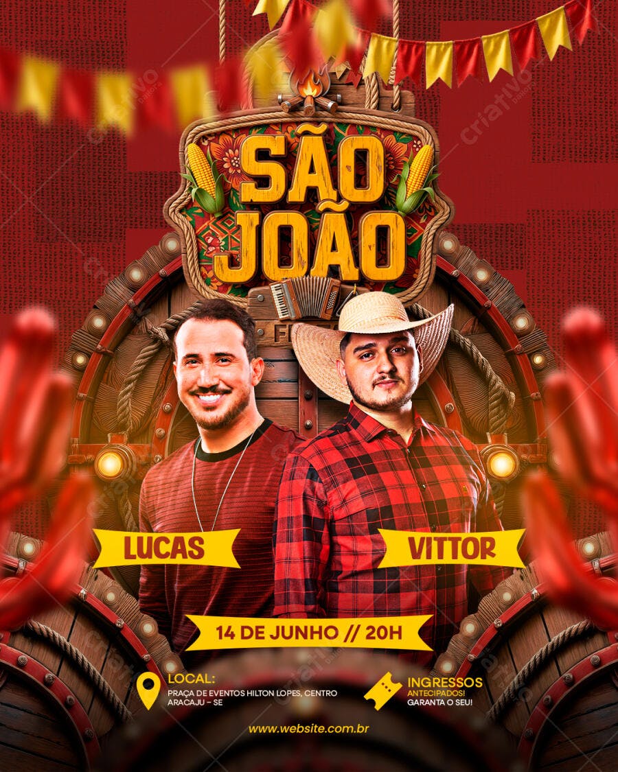 Flyer São João Festa Junina Junho PSD Editável