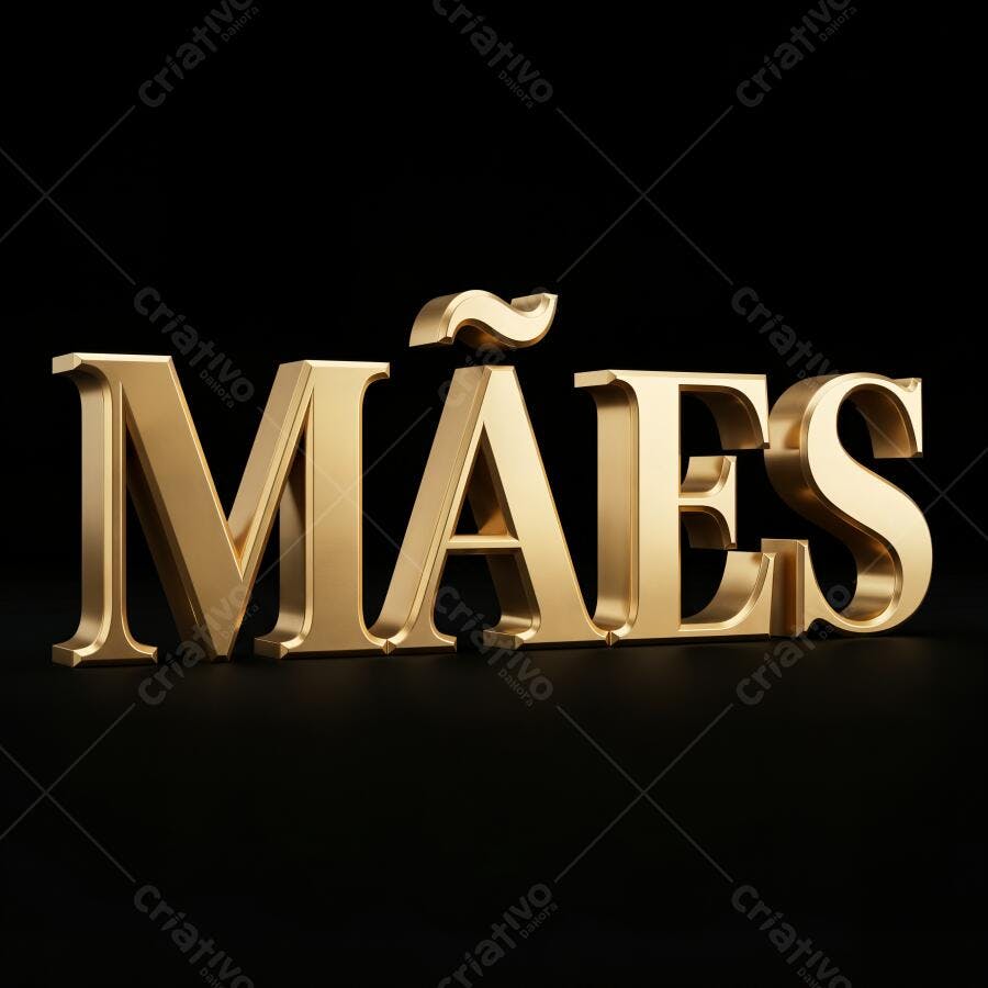 Foto 3D Mães Dourado Fundo Preto Dia das Mães
