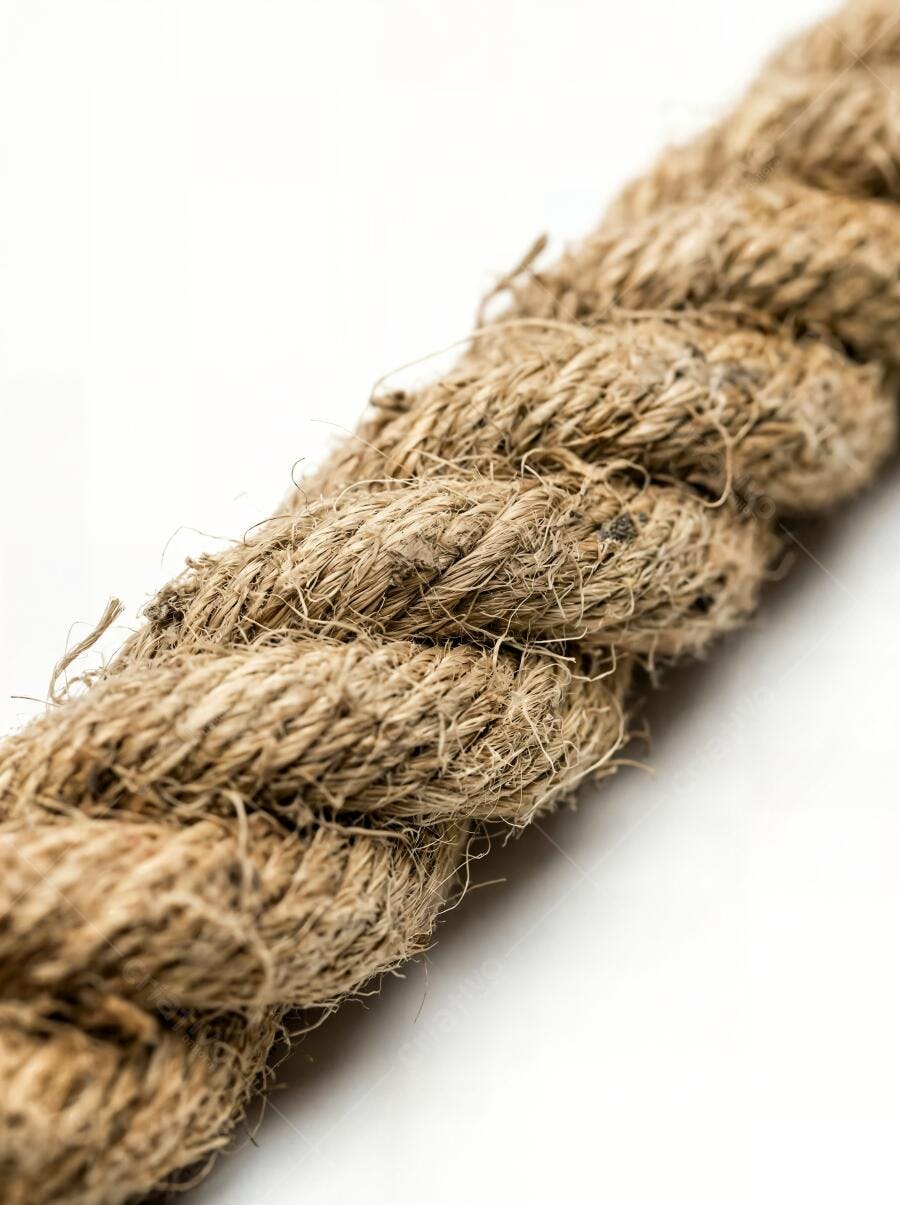 Foto Corda de Sisal Grossa Close-up Fundo Branco